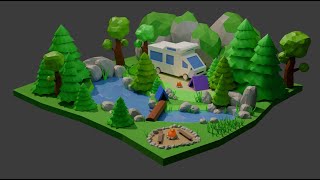 Timelapse of Low Poly 3D Camping modeling in Blender  Timelapse [upl. by Rooke]