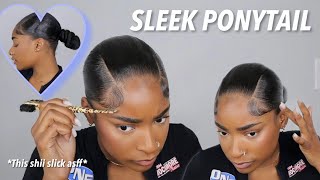 HOW TO  SLEEK PONYTAIL WITH BRAIDING HAIR sleekpontail natural ponytail  Eva Williams [upl. by Javler]