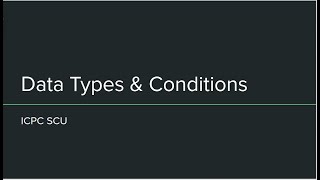 Data Types amp Conditions [upl. by Allare]