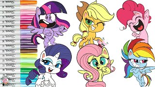 My Little Pony Pony Life Coloring Book Pages Mane 6 Pinkie Pie Rainbow Applejack Fluttershy Rarity [upl. by Even225]