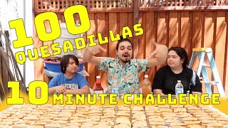 100 Quesadillas in 10 MINUTES CHALLENGE  MrChuy [upl. by Enitsuga]