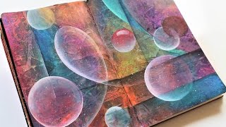 Acrylic abstract art tutorialart journal page How to blend acrylics abstract painting techniques [upl. by Adnohryt]