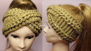 DIADEMA TRENZADA TEJIDA A GANCHO  TURBANTE A CROCHET PASO A PASO TODAS LAS TALLAS [upl. by Ericksen407]