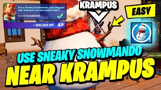 How to EASILY Use a Sneaky Snowmando prop disguise near Krampus and his present stash Fortnite Quest [upl. by Kallick555]