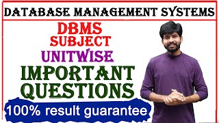 database management systems important questions  btech jntuh  dbms important questions r18 [upl. by Oby]