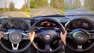 Mazda Miata vs Honda S2000 vs Subaru BRZ  POV Comparison [upl. by Snyder847]