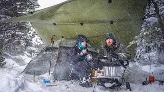 Winter Storm Camping with my Wife  Blizzard Survival  HEAVY SNOW [upl. by Esadnac]