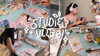 studio vlog ✿ packing 222 orders sticker drop day how I pack my sticker orders [upl. by Tilagram]