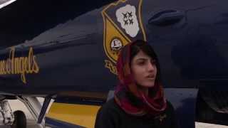 Afghanistans first female Air Force pilot of a fixedwing aircraft visits Blue Angels [upl. by Frolick315]