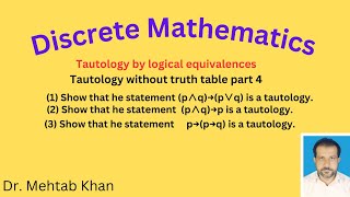 Tautology without using truth tableThe Statements p∧q→p∨q p∧q→p and ∼p→p→q are tautlogies [upl. by Anola]