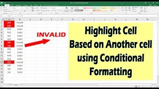 Excel Conditional Formatting based on Another Cell  Highlight Cells [upl. by Brawner]