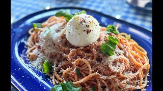 Pâtes tomate pancetta et burrata en duo mère fils [upl. by Akenet]