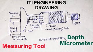 Depth Micrometer  Measuring Tool  Free Hand Sketch  For All Trade  ITI Engineering Drawing [upl. by Aimik]