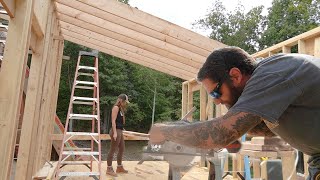 LoadBearing Walls  Roof Rafters Finished  Cabin Build Off Grid [upl. by Farmer592]