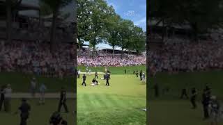 Protesters disrupt PGA Travelers Golf Championship [upl. by Ahsiaa]