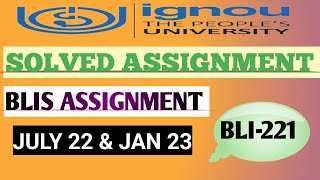 BLI 221 SOLVED ASSIGNMENT 20222023 BLI 221 IGNOU SOLVED HANDWRITTEN ASSIGNMENT 202223 ignou [upl. by Ennovihc]