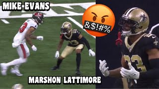 Mike Evans Vs Marshon Lattimore GOT HEATED AGAIN 🤬 WR vs CB Buccaneers Vs Saints 2023 highlights [upl. by Willet]