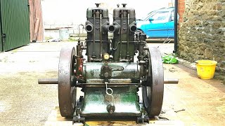 Lister CS 102 original twin stationary engine first start in many years [upl. by Jez]