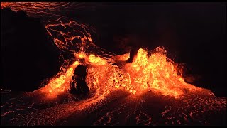 Vigorous lava fountaining from new vents in Halema‘uma‘u Kīlauea volcano — June 7 2023 [upl. by Phox]