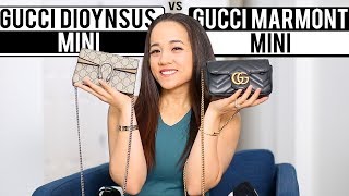 Gucci Marmont Super Mini vs Gucci Dionysus Supreme Mini Handbags  Pros and Cons  What Fits Inside [upl. by Brandise10]