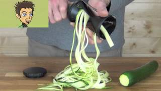 Gefu Spirelli Handheld Spiral Slicer Demonstration in the Raw Nutrition Kitchen [upl. by Sirenay]