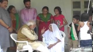 India election Narendra Modi gets mothers blessing for election win [upl. by Olnton]