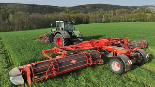 Grünroggen  Grasernte 2023  mähen amp schwaden Traktor Fendt Case mit Kuhn  Landwirtschaft farmer [upl. by Yot]