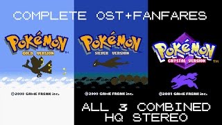 Pokemon GoldSilverCrystal Soundtrack HQ STEREO COMPLETE OST amp FANFARES [upl. by Jannery]