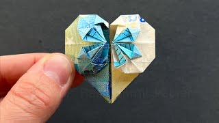 Geldscheine falten Herz  ❤️  Geldgeschenke basteln Hochzeit  Geld falten  Origami Herzen [upl. by Jobey552]