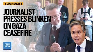 Journalist Slams US State Secretary Blinken On Gaza Truce Efforts  Dawn News English [upl. by Aiyt]