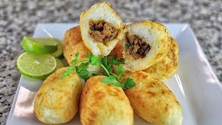 Como Hacer Yucas Rellenas con Carne [upl. by Tanya]