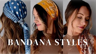 5 Simple Bandana Hairstyles for Summer ♡ [upl. by Onilecram]