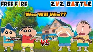 Shinchan and kazama vs masao and bochan in free fire 2v2 custom 😱🔥  Shinchan playing free fire 😂 [upl. by Quick]