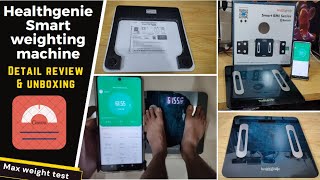 Healthgenie Smart Bmi Weight Machine connect with App Bluetooth Weighing Machine detail review [upl. by Aikrahs]