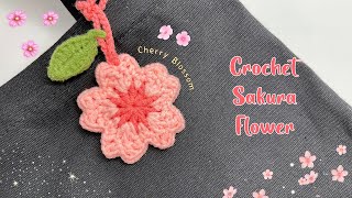 Crochet Sakura Flower 🌸  Cherry Blossom Tutorial  Móc Hoa Anh Đào [upl. by Arakal23]