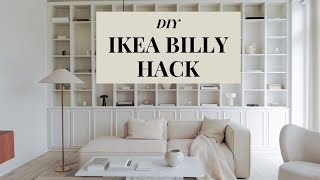 BILLY BOOKCASE IKEA DIY HACK  BUILT IN BOOKCASE WITH CABINETS [upl. by Aynnek715]