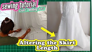 🧵 Altering the Skirt Length of My Clients Wedding Dress × Finishing the Hem × Sewing Tutorial [upl. by Margherita]