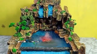 How to make Waterfall Diorama  Fish tank Guppy Aquarium Waterfall [upl. by Allak]