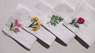 VERY EASY HANDKERCHIEF HAND EMBROIDERY FOR BEGINNERS [upl. by Naujyt]