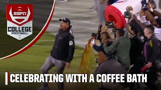 UTSA coach gets a coffee bath to celebrate Frisco Bowl win  ESPN College Football [upl. by Bekki811]