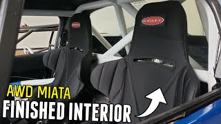 Finishing the AWD Miatas Interior  Flocked Dash Subaru Cluster Racing Seats amp MORE [upl. by Base862]