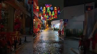 Colorful Balat Street Old Istanbul City Rainy Night In Istanbul  Winter Night [upl. by Quartus793]