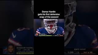 🏈 Damar Hamlin gets his first defensive snap of the season and a standing ovation nfl [upl. by Zelazny]