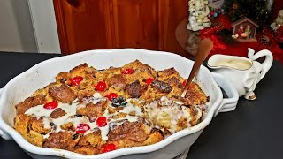 Panettone Bread Pudding with Coconut Rum Sauce Recipe  Episode 214 [upl. by Nadeen]