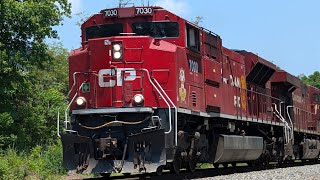 CP SD70ACU 7030 the quotStrathcona Tributequot leads CSX empty military train S631 in Manville NJ [upl. by Lounge]