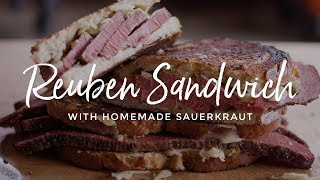 Toasted Pastrami Reuben Sandwich with Homemade Sauerkraut [upl. by Attekahs]