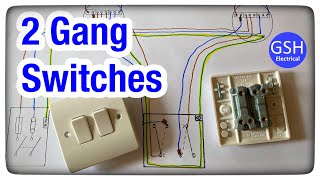 Wiring Diagram Using a 2 Gang Switch to Control 2 Independent Lights Using the 3 Plate Wiring Method [upl. by Malas]