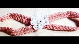 Crochet Baby Headband with Flower [upl. by Zebe]