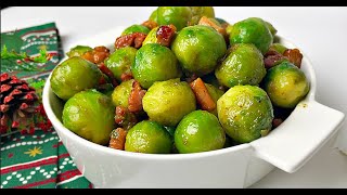 Delicious brussel sprouts with Bacon amp maple syrup  Christmas side dish [upl. by Eltrym]