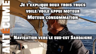 ⛵️navigation sous voile avec appui moteur ou au moteur consommation [upl. by Yetsirhc]